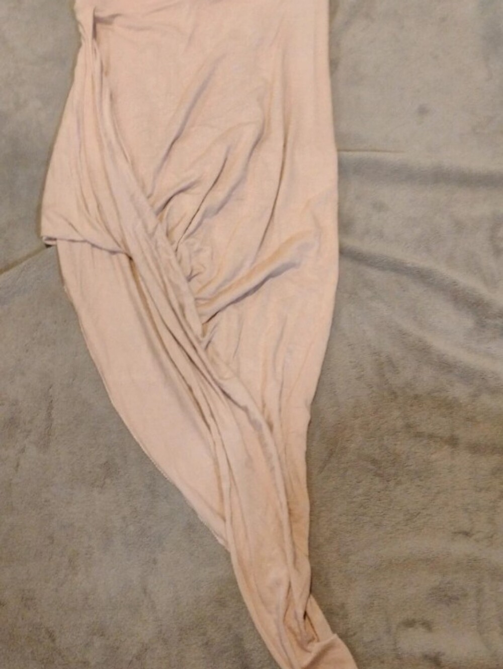 Papaya Beige Asymmetrical Draped Wrap Midi Skirt - Size L